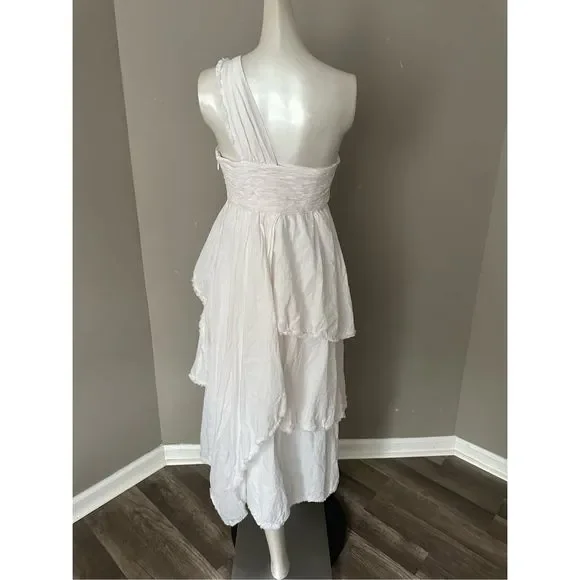 CINQ A SEPT Sori Tiered Cotton One-Shoulder Dress US 0 $465 - Picture 10 of 11